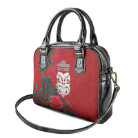 Maori Wheku Meri Kirihimete Personalised Shoulder Handbag All Red Indigenous Maori Motif - Polynesian Pride