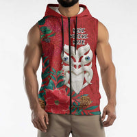 Maori Wheku Meri Kirihimete Personalised Sleeveless Zip Hoodie All Red Indigenous Maori Motif - Polynesian Pride