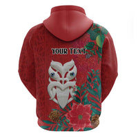 Maori Wheku Meri Kirihimete Personalised Zip Hoodie All Red Indigenous Maori Motif - Polynesian Pride