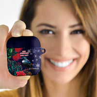 Tui Meri Kirihimete Personalised AirPods Case Pohutukawa Flowers Blue Motif - Polynesian Pride