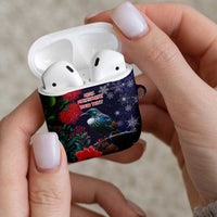 Tui Meri Kirihimete Personalised AirPods Case Pohutukawa Flowers Blue Motif LT9 - Polynesian Pride