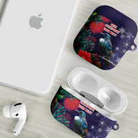 Tui Meri Kirihimete Personalised AirPods Case Pohutukawa Flowers Blue Motif LT9 - Polynesian Pride