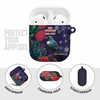 Tui Meri Kirihimete Personalised AirPods Case Pohutukawa Flowers Blue Motif LT9 - Polynesian Pride