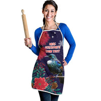 Tui Meri Kirihimete Personalised Apron Pohutukawa Flowers Blue Motif - Polynesian Pride