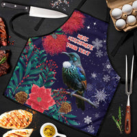 Tui Meri Kirihimete Personalised Apron Pohutukawa Flowers Blue Motif - Polynesian Pride