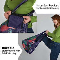 Tui Meri Kirihimete Personalised Grocery Bag Pohutukawa Flowers Blue Motif - Polynesian Pride