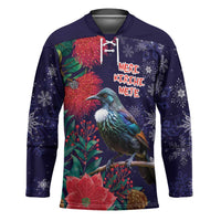 Tui Meri Kirihimete Personalised Hockey Jersey Pohutukawa Flowers Blue Motif - Polynesian Pride