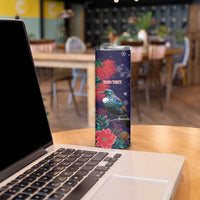 Tui Meri Kirihimete Personalised Skinny Tumbler Pohutukawa Flowers Blue Motif - Polynesian Pride