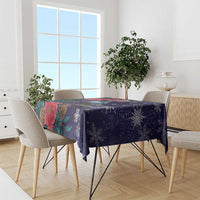 Tui Meri Kirihimete Personalised Tablecloth Pohutukawa Flowers Blue Motif - Polynesian Pride