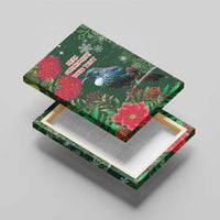 Tui Meri Kirihimete Personalised Canvas Wall Art Pohutukawa Flowers Green Motif - Polynesian Pride