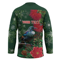 Tui Meri Kirihimete Personalised Hockey Jersey Pohutukawa Flowers Green Motif - Polynesian Pride