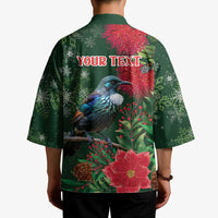 Tui Meri Kirihimete Personalised Kimono Pohutukawa Flowers Green Motif - Polynesian Pride