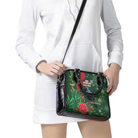 Tui Meri Kirihimete Personalised Shoulder Handbag Pohutukawa Flowers Green Motif - Polynesian Pride