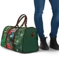 Tui Meri Kirihimete Personalised Travel Bag Pohutukawa Flowers Green Motif - Polynesian Pride