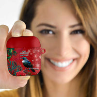 Tui Meri Kirihimete Personalised AirPods Case Pohutukawa Flowers Red Motif LT9 - Polynesian Pride