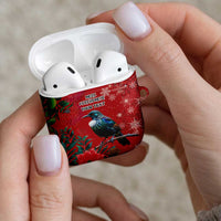 Tui Meri Kirihimete Personalised AirPods Case Pohutukawa Flowers Red Motif LT9 - Polynesian Pride