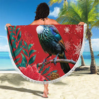 Tui Meri Kirihimete Personalised Beach Blanket Pohutukawa Flowers Red Motif - Polynesian Pride