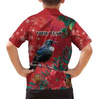 Tui Meri Kirihimete Personalised Hawaiian Shirt Pohutukawa Flowers Red Motif - Polynesian Pride