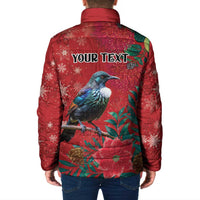 Tui Meri Kirihimete Personalised Padded Jacket Pohutukawa Flowers Red Motif - Polynesian Pride