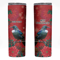 Tui Meri Kirihimete Personalised Skinny Tumbler Pohutukawa Flowers Red Motif - Polynesian Pride