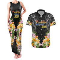 Pasifika Vibes Festival 2024 Auckland Couples Matching Tank Maxi Dress and Hawaiian Shirt LT9 Black - Polynesian Pride