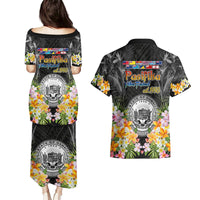 Pasifika Vibes Festival 2024 Couples Matching Puletasi and Hawaiian Shirt Kanaka Maoli With Hawaiian Islands LT9 - Polynesian Pride