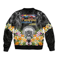 Pasifika Vibes Festival 2024 Sleeve Zip Bomber Jacket Kanaka Maoli With Hawaiian Islands LT9 - Polynesian Pride
