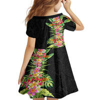 Hawaii Tropical Flowers Tribal Pattern Family Matching Off Shoulder Short Dress and Hawaiian Shirt No1 LT9 - Polynesian Pride