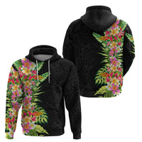 Hawaii Tropical Flowers Tribal Pattern Zip Hoodie No1 LT9 - Polynesian Pride