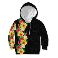 Hawaii Tropical Flowers Tribal Pattern Kid Hoodie No2 LT9 Hoodie Black - Polynesian Pride