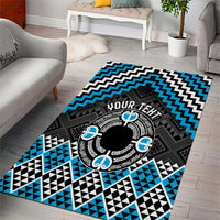 Personalised Aotearoa Niho Taniwha Motif Area Rug Blue Style