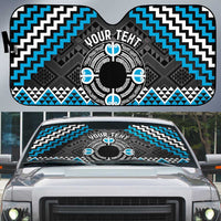 Personalised Aotearoa Niho Taniwha Motif Auto Sun Shade Blue Style - Polynesian Pride