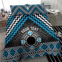 Personalised Aotearoa Niho Taniwha Motif Bedding Set Blue Style LT9 - Polynesian Pride