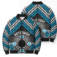 Personalised Aotearoa Niho Taniwha Motif Bomber Puffer Jacket Blue Style - Polynesian Pride