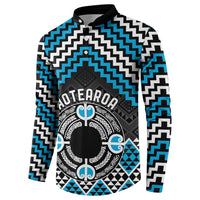 Personalised Aotearoa Niho Taniwha Motif Button Sweatshirt Blue Style LT9 - Polynesian Pride