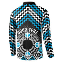 Personalised Aotearoa Niho Taniwha Motif Button Sweatshirt Blue Style LT9 - Polynesian Pride