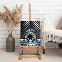 Personalised Aotearoa Niho Taniwha Motif Canvas Wall Art Blue Style