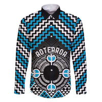 Personalised Aotearoa Niho Taniwha Motif Family Matching Short Sleeve Bodycon Dress and Hawaiian Shirt Blue Style