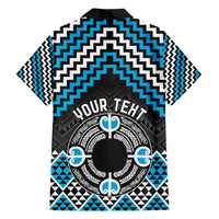 Personalised Aotearoa Niho Taniwha Motif Family Matching Summer Maxi Dress and Hawaiian Shirt Blue Style LT9 - Polynesian Pride