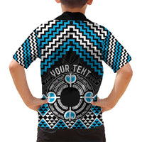 Personalised Aotearoa Niho Taniwha Motif Kid Hawaiian Shirt Blue Style LT9 - Polynesian Pride