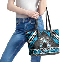 Personalised Aotearoa Niho Taniwha Motif Leather Tote Bag Blue Style LT9 - Polynesian Pride