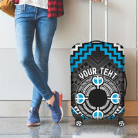 Personalised Aotearoa Niho Taniwha Motif Luggage Cover Blue Style LT9 - Polynesian Pride