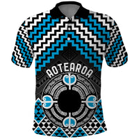 Personalised Aotearoa Niho Taniwha Motif Polo Shirt Blue Style