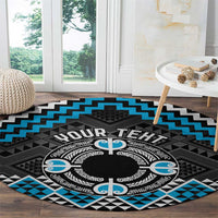 Personalised Aotearoa Niho Taniwha Motif Round Carpet Blue Style