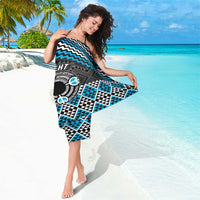 Personalised Aotearoa Niho Taniwha Motif Sarong Blue Style LT9 - Polynesian Pride