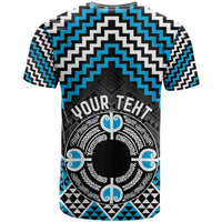 Personalised Aotearoa Niho Taniwha Motif T Shirt Blue Style LT9 - Polynesian Pride