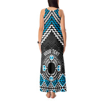 Personalised Aotearoa Niho Taniwha Motif Tank Maxi Dress Blue Style