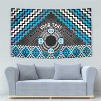 Personalised Aotearoa Niho Taniwha Motif Tapestry Blue Style