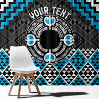 Personalised Aotearoa Niho Taniwha Motif Window Curtain Blue Style