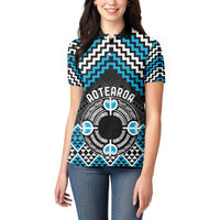 Personalised Aotearoa Niho Taniwha Motif Women Polo Shirt Blue Style